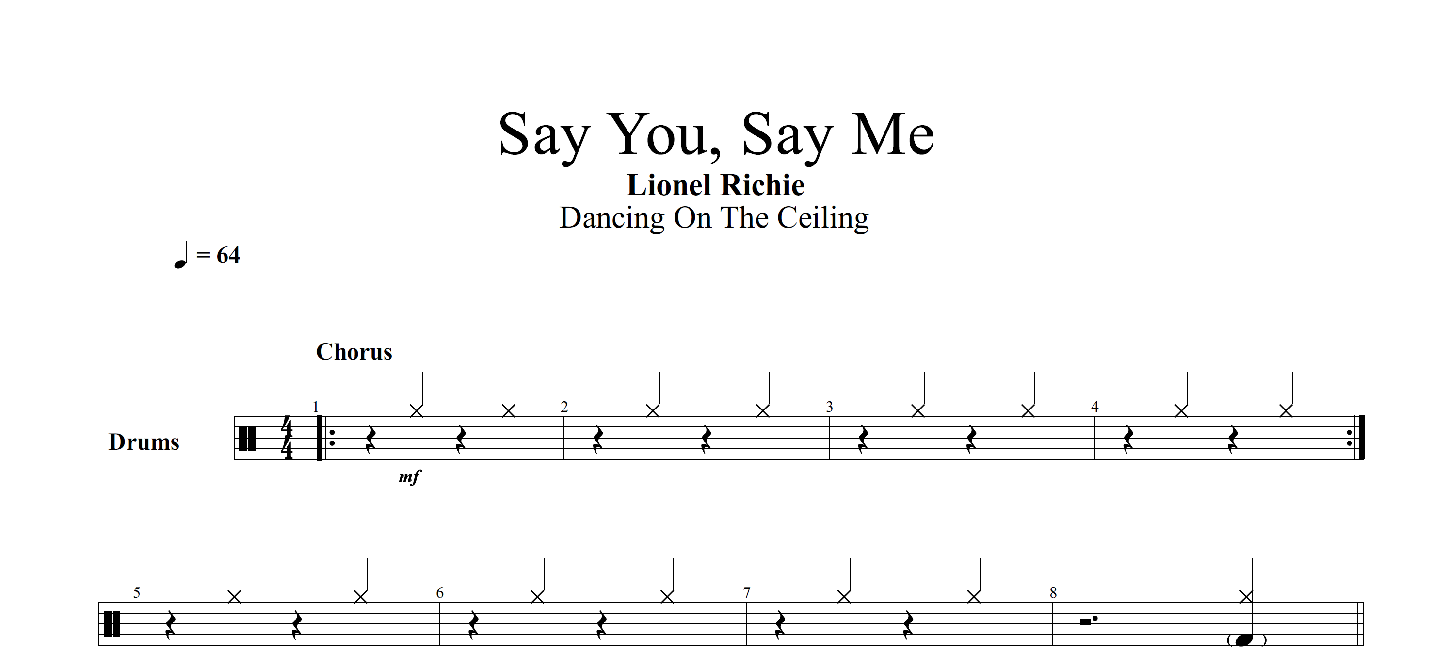 Say You, Say Me – Hellodrumscores