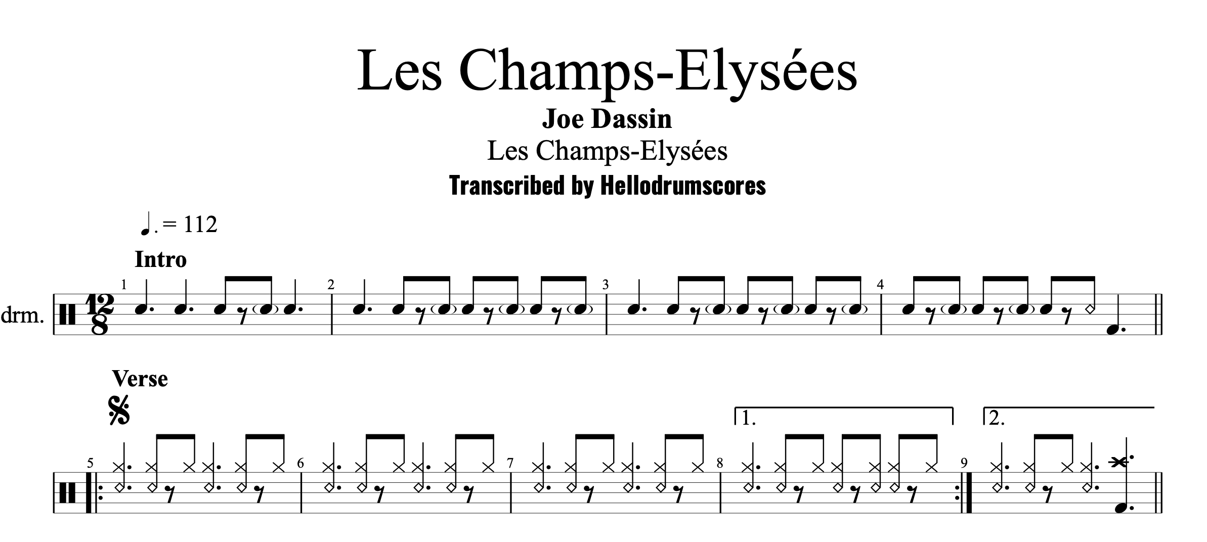 Les Champs Elysees Hellodrumscores