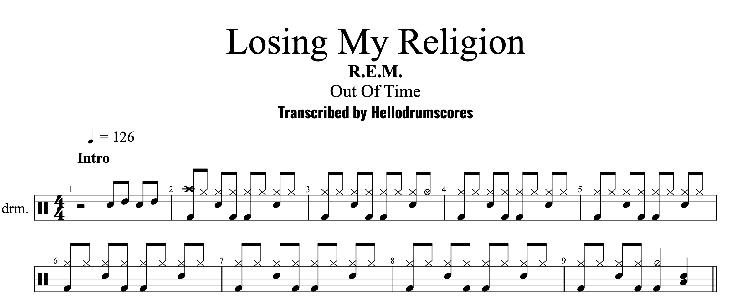 Losing My Religion – Hellodrumscores
